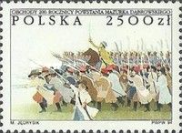 Tadeusz Kościuszko leading an attack of scythes