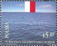 Seascape and the National Flag of the Republic of Poland