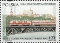 EuroCity "Sobieski", Vistula River, Old Town of Warsaw, 1992