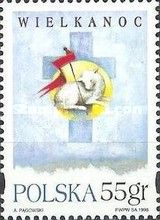 Paschal lamb on the background of the cross