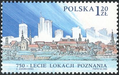 Old and modern skylines of Poznan