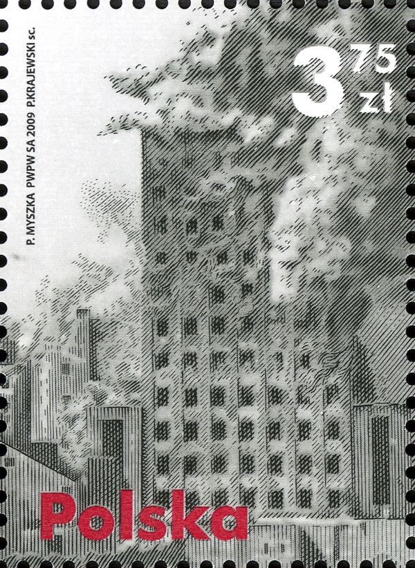 Prudential Building in Warsaw hit by a German Shell