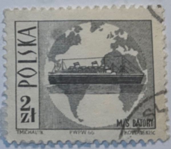 M.S. Batory and globe - Perf 11½ x 11¾