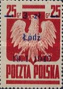 Polish Eagle, Surcharge 3z on 25g Radom 16.1.1945