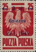 Polish Eagle, Surcharge 3z on 25g Radom 16.1.1945