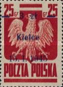 Polish Eagle, Surcharge 3z on 25g Kielce 15.1.1945