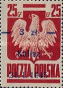Polish Eagle, Surcharge 3z on 25g Gniezno 22.1.1945
