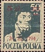 Tadeusz Kosciuszko, surcharged 5zł on 50gr