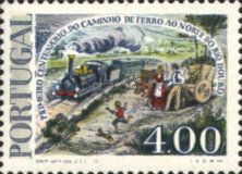 Early steam locomotive and peasant cart