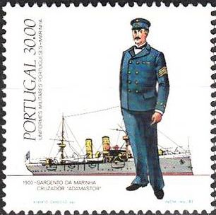 Marine sergeant and cruiser "Adamastor", 1900