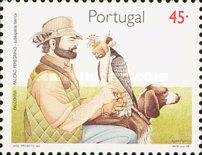Peregrine Falcon (Falco peregrinus), Falconer, Dog (Canis lu
