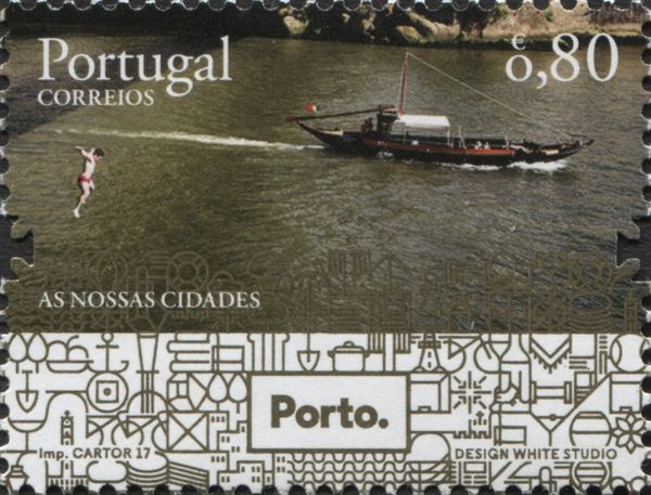 Boy jumping into River Douro