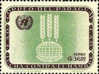 UN emblem, ear symbol over earth globe