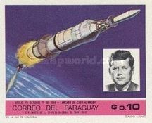 Apollo 7 with launcher, Portrait of John F. Kennedy