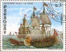 Puget: galleon pirate ship against