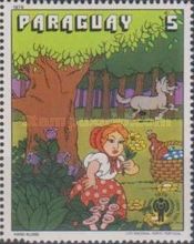Little Red Riding Hood picking flowers