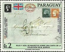 Brands Mauritius MiNr. 1 and 2 above on a letter