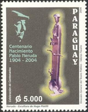 Pablo Neruda (1904-1973) and statue