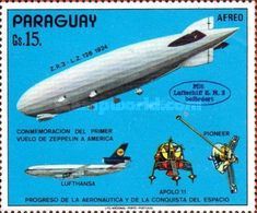 Zeppelin, plane and satellites