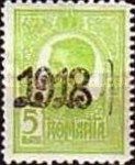 King Carol I - with black '1918' overprint