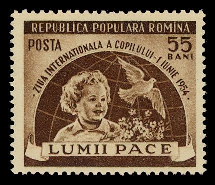 Child and Peace Dove in Front of Globe