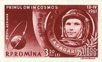 Cosmonaut in rocket capsule & globe with orbit