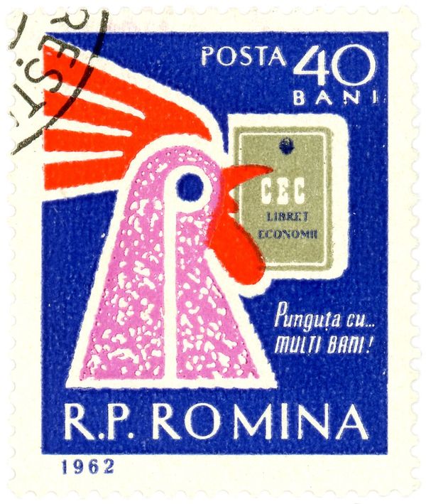 Rooster with Savings Book