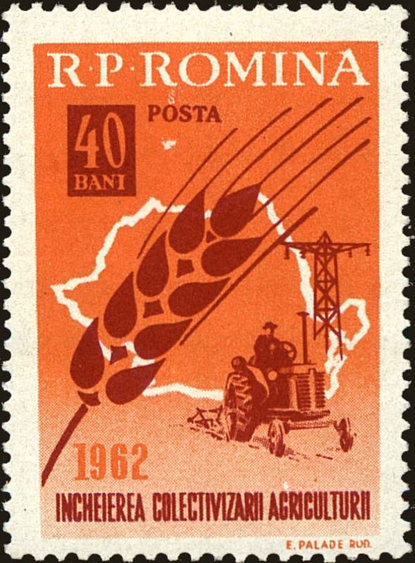 Ear of Grain, Map of Romania, and Tractor