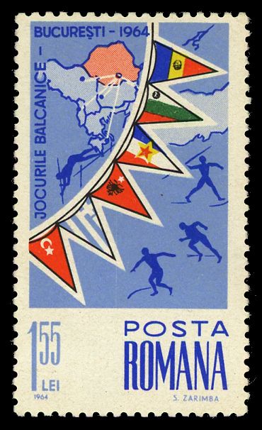 Balkan Games, flags of particpating countries & map