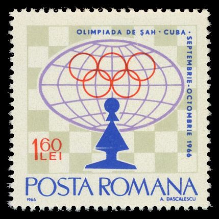 Globe, olympic rings & pawn in front of chessboard