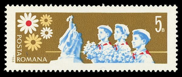 Pioneers in Front of the Monument for Heroes