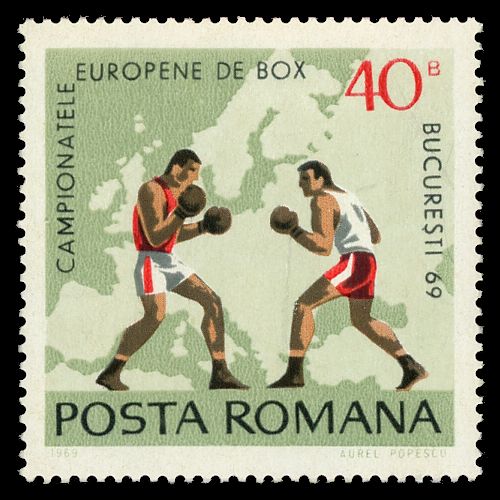 Map of Europe and two boxers