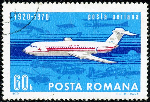 Jet Aircraft BAC 1-11 over Background of other Aircraft