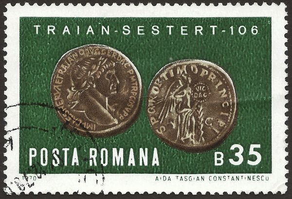 Emperor Trajans copper sestertius 106 A.D.