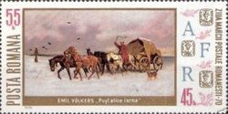 "Postwagon in Winter" by Emil Völkers & oxhead stamps