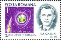 Gagarin, rocket and globe