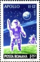 Astronaut on the moon and moon lander