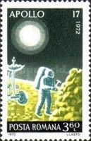 Gathering rock samples on the moon