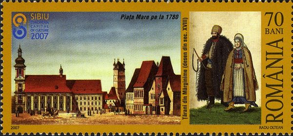 Grand Square in 1780 & local peasants at C18th