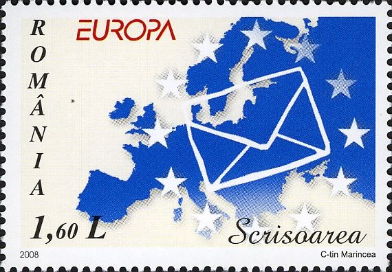 Outline Map of Europe, Wreath of Stars, Envelope
