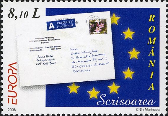 Letter with Swiss Stamp, European Flag