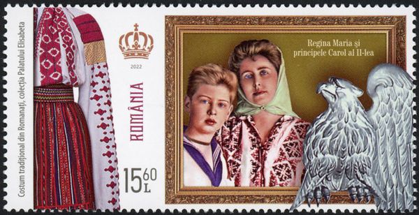 Queen Marie in a Costume from Romanați, Prince Carol II