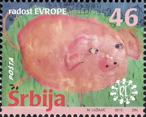 Pink pig; Drawing by Tara Vukomanović (6 Years)