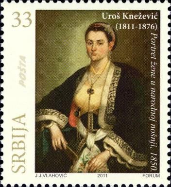Young Woman in Serbian Costume by Uroš Knežević