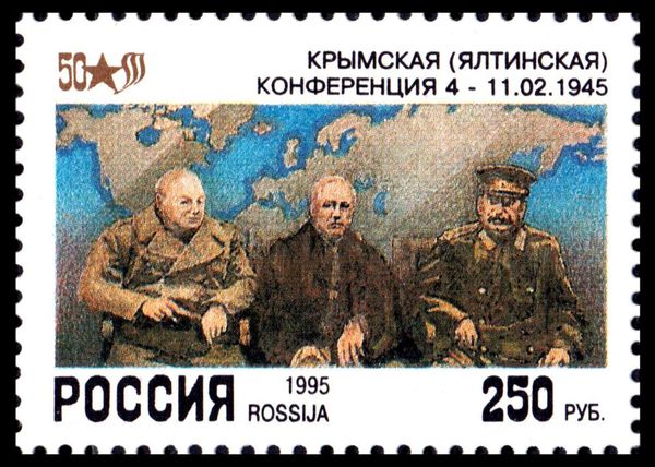 Yalta Conference 1945, W. Churchill, F. Roosevelt, J. Stalin