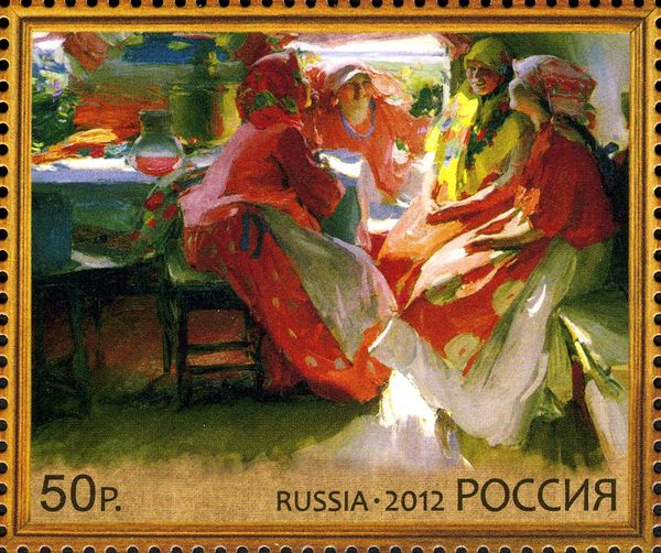 Visiting on a Spring Holiday, A.E. Arkhipov (1915)