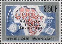 RW-U 217 (Ruanda-Urundi) overprinted with metal color board