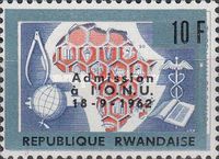 RW-U 218 (Ruanda-Urundi) overprinted with metal color board