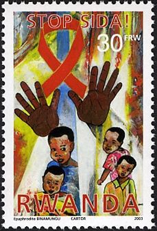 Red ribbon, hands, children