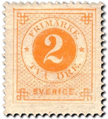 Circle type. Blue posthorn on back